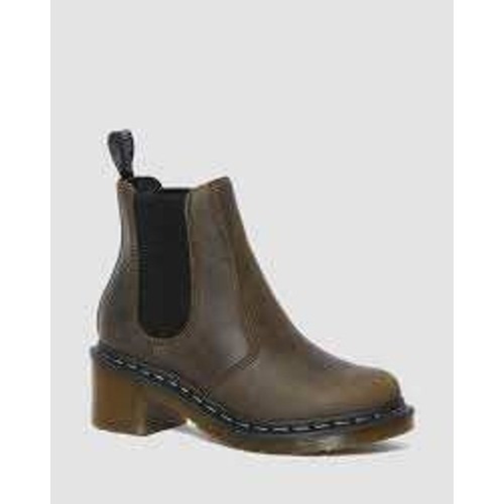 Dr Martens NEW Womens Cadence Brown Leather Heeled Chelsea Boots SZ 6 Platform